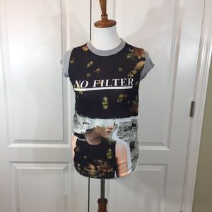 Bershka No Filter XS Womens Graphic Tee